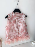 Fongt Chinese Style High-End Heavy Industry Embroidered Sleeveless Tops Women Summer Three-Dimensional Lotus Edge Splicing Open