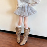Fongt Boots Children Summer With Skirts Thin Velvet Boots Xinjiang Trousers Pile Boots