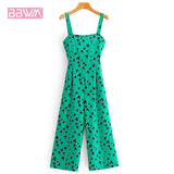 Slim Slim Printed Lace-up Casual Wide Legs Women's Jumpsuit Elegant Chic All-match Female