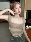 French T-Shirt For Summer New Striped Knitted Jersey With Short-Sleeved