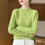 Fongt Girl Feeling Jasmine Sweater Knitted Retro Collar Top Autumn And Winter Thick Bottom Shirt 2025