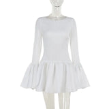 Fongt Autumn 2024 New Famous Style Style Musculiity Long-Sleeved Leafside Mini Dress