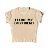 LOVE MY BOYFRIEND Summer Fashion Girls Pink Y2k Crop Top Harajuku Short Sleeve Women T-Shirt Baby Tee Streetwear EMO Girl Punk-Outfit