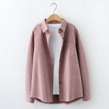 Spring New Women Solid Full Sleeve Thick Warm Woolen Shirt Jacket Winter Loose Tops Stylish Girl Casual Outwear