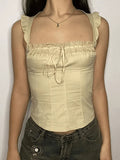 Flutter Sleeve Lace Up Corset Top-Outfit