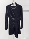 Fongt Temperament Dress Woman 2025 Spring New Black Collar Folded High-End Long-Sleeved Skirt