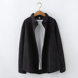 Spring New Women Solid Full Sleeve Thick Warm Woolen Shirt Jacket Winter Loose Tops Stylish Girl Casual Outwear