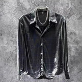 Fongt Men's Fried Street Long-Sleeved Shirt 2025 Spring And Autumn New Loose Handsome Bright Outside Wearing Shirt Men