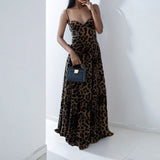 Fongt New Spring Women's Temperament Fashion Sexy Elegant Leopard Print Sling Dress