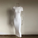 2021 Summer Cotton Soft Dresses Women Sexy Short Sleeve Tight Club Vestidos Lady Stretchy Clothing Black Outfit