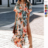 Fongt Summer Women's New Sexy High-Waist Fashion Print Open Skirt Dress Women