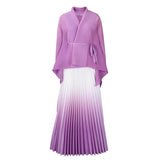 Fongt African Women's Autumn Large-Size Fashion Elegant Bat Sleeve Top Gradually Changed Half-Dressed Skirt Two-Piece