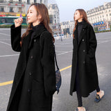 Fongt Coat Women's Long 2025 Autumn And Winter 2025 New Heben Popular Loose Over Knee Gray Thick Coat