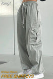 Wide Leg Pants Women Trousers Streetwear Y2K Clothes Loose Drawstring Pockets Cargo Pants Straight High Waist