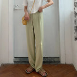 Spring Summer Straight Wide Leg Pants Elegant Office Lady Casual Trousers Length