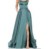 Fongt Solid-Color Bridesmaids Wear Long Dresses With Thin Shoulders And Girlfriend Fashion Bridesmaids Evening