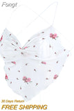 Summer Sexy Chest Wrap, Creative Floral Printing See Through Irregular Hem V-neck Hanging Neck Top Slim Backless
