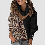 Leopard Patchwork Turtleneck