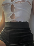 Dark Knitted Gothic Grunge Sexy Camis E-girl Hollow Out Cute Punk Black Crop Tops Harajuku White Women Basic Ruffle