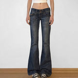 Fongt Retro Workwind Pocket Denim Micro-Tlaps Wash Water To Make Old Design Low-Rise Hottie Casual Trousers