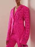 QUALITY Newest 2023 Designer Runway Suit Set Women's Guipure Lace Single Button Blazer Pencil Pants Suit