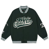 Retro Bomber Jacket Letter Embroidery 2021 Autumn Men Women Street Loose Wild Baseball Uniform Jacket Couple Y2k