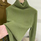 Women's Turtleneck Sweaters Warm Pullover Basic Slim Korean Casual Fall Winter Elegant Knitted Tops All Match