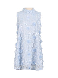 Fongt Sweet Style Dress Women 2025 Spring And Summer New Fresh Pearl Flowers Splicing Design Short