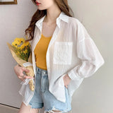 Fongt Striped Sunscreen Women's Spring And Summer 2025 New Thin Thin Chiffon Shirt Mid-Long Open Shirt