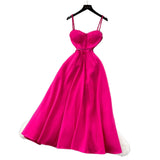 Fongt Elegant Dress Women's Summer Dress French Light Luxury Lace Lace To Receive Waist Temperament Sling Dress