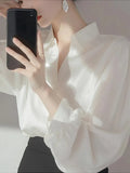 Fongt Temperament White Shirt Woman 2025 Spring High-End Professional Commuting Long-Sleeved Top Fashion Chiffon Shirt