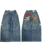 Big Boy Jeans Xinjiajuku Hip-Hop Cartoon Pattern Loosely Embroidered Jeans-Outfit
