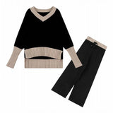 Fongt Women's Autumn Dress 2025 New Net Red Temperament Knitted Top Broad Leg Pants Goddess Fashion Two Sets