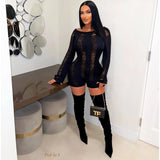 Sexy Cutout Thin Long-sleeved Round Neck