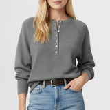 Fongt Women's Autumn And Winter Casual Round-Neck Sweater Henry Shirt Button Knitted Coat