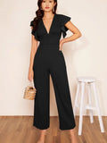 Fongt Women's Lotus Leaf Edge Design Temperament Jumpsuit