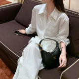 Fongt Spring And Summer New Shirt Women's Long-Sleeved Lace Splicing Design Sense Of Simple Commuting Thin Top