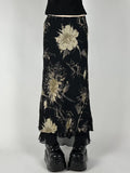 Fongt Sen Huahua Print Low-Rise Thin Half-Dress Babes Babes Babes Babes Thorny A-Word Long Skirt