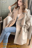 Coats Women Clothing Elegant Designer Korean Fashion Autumn Long Sleeve Minimalist Gentle Lady French Streetwear