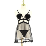 Sleepwear Female Summer Thin Suspender Strap Night Dress Short Back Sexy Home Clothes with Panty Nighty