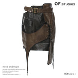 Fongt New Personality Irregular Splicing Niche Wear Rope Leather Clothes Two-Piece Skirt 1528