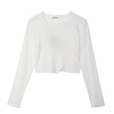 Fongt Bottom Shirt Female Autumn Winter With Long-Sleeved T-Shirt 2024 New Design Sense Hot Girl Short Student Jacket