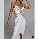 Summer New Chain Diamond Body Tight Black Slings With Dressing Dress Heavy Industry