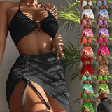 Fongt Female Multi-Color Sexy Skirt Hanging Neck Three-Piece Split Swimsuit Bikini