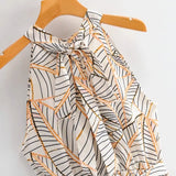 Printing Woman Stand collar Bow tie Sleeveless Mini Dress 2020 New Stylish Female Sashes Vest Dresses