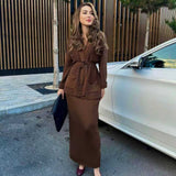 Fongt Knitted Knitted With Long Sleeve Open Shirt Two-Piece Set In The Long-Sleeved Skirt In The Autumn/Winter Of 2025