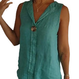 Fongt Women's Fake Cardigan V-Neck Cotton Sleeveless Casual Shirt Cotton And Shemp Breathable