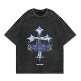 Fongt Summer New Spear Cranium Series Print T-Shirt Black Cotton Men And Women Universal Size