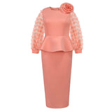 Fongt Party Party Wind Pink Dress Fashion Perspective Sleeve High Waist Dress Dress