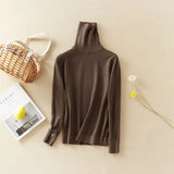 New-Coming Winter Tops Solid Button Turn-down Collar Pullovers Female Thick Turtleneck Knitted High Street Women